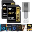 Lexar Pro 2000x UHS-II Memory Card 32GB Card 2-Pack + Editing Suite & 64GB Drive Cheap