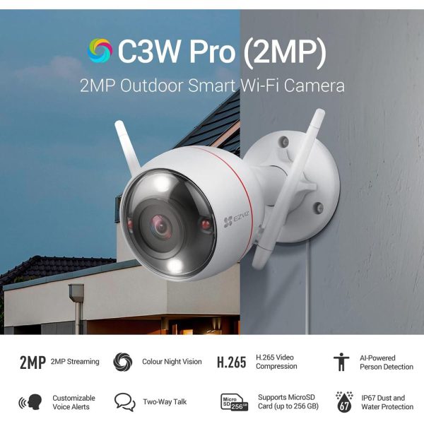 EZVIZ C3W PRO 1080p Wi-Fi Color Night Vision Camera with Active Defense - EZC3W3H2L28 Hot on Sale