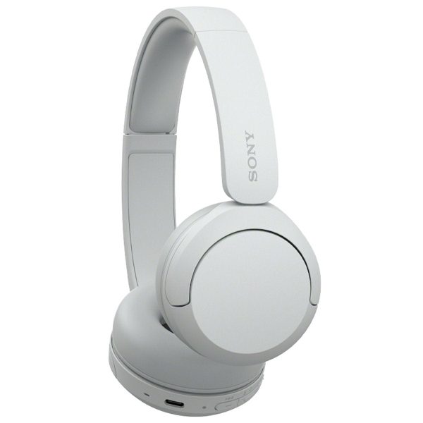 Sony Wireless Headphones with Microphone, White with Wood Headphone Display Stand Discount