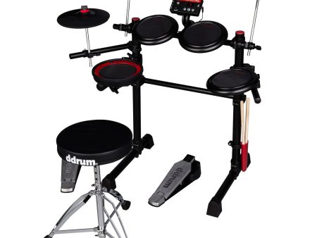 DDRUM Complete Electronic Drum Set with Mesh Drum Heads, Black Red - DD EFLEX Hot on Sale