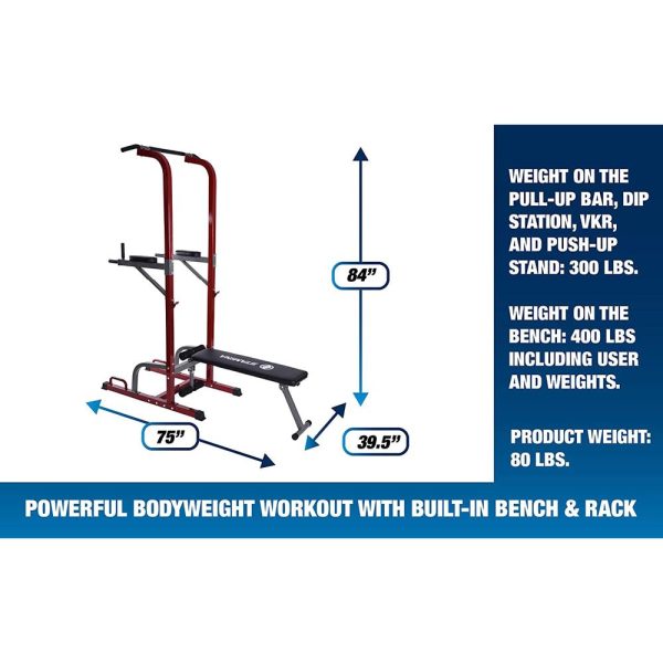 Stamina Full Body Power Tower with Upholstered Bench and Weight Bar Rack - 50-1735 Online