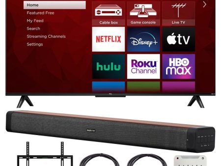 TCL 43  Class 4-Series 4K UHD HDR Smart Roku TV w  Deco Home 60W Soundbar Bundle Fashion