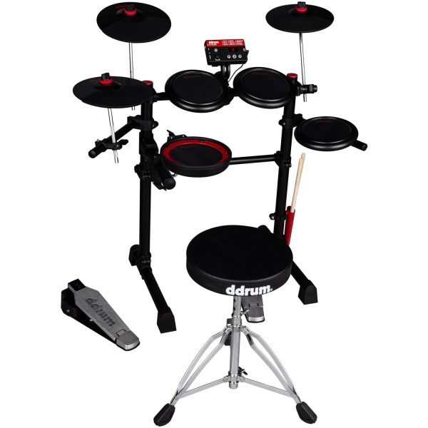 DDRUM Complete Electronic Drum Set with Mesh Drum Heads, Black Red - DD EFLEX Hot on Sale