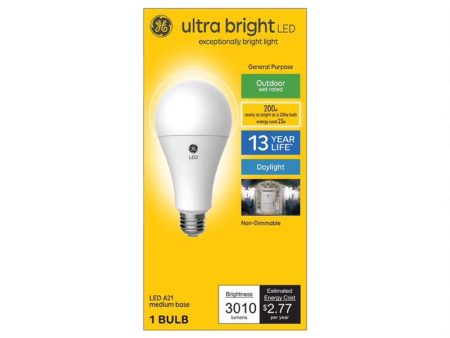 GE Ultra Bright A21 E26 (Medium) LED Bulb Daylight 200 Watt Equivalence 1 pk Supply