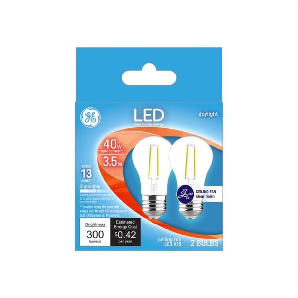 GE A15 E26 (Medium) LED Bulb Daylight 40 Watt Equivalence 2 pk Cheap