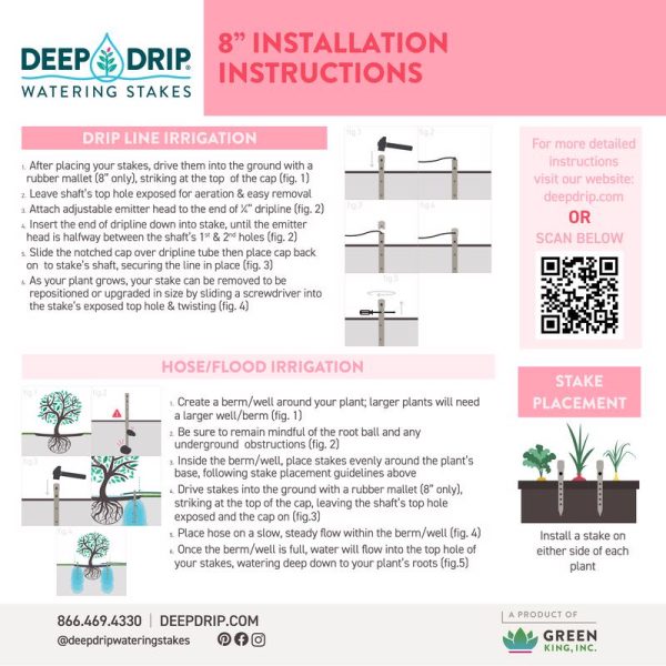 Deep Drip For 1 4 in. Tubing Drip Irrigation Watering Stake 8 in. H 1 pk Fashion