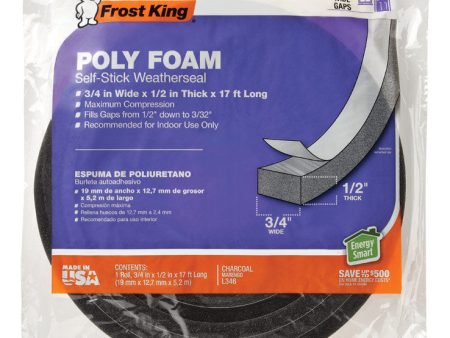 Frost King Charcoal Poly Foam Weather Seal For Doors and Windows 17 ft. L X 0.5 in. Online Hot Sale