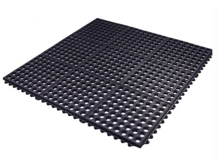 Flexgard 36 in. W X 36 in. L Black Interlocking Ring Mat Rubber Anti Fatigue Mat Cheap