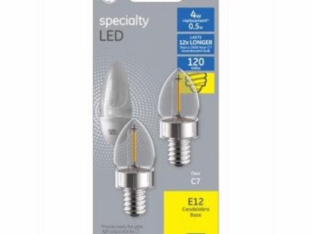 GE C7 E12 (Candelabra) LED Bulb Soft White 4 Watt Equivalence 2 pk Online Sale