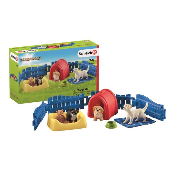 Schleich Farm World Puppy Pen Toy Plastic Multicolored 13 pc Sale