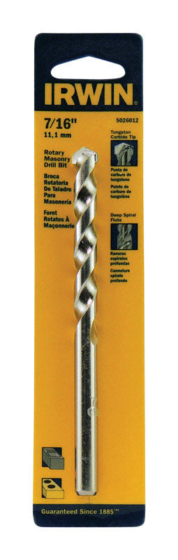 Irwin 7 16 in. X 6 in. L Tungsten Carbide Tipped Rotary Drill Bit Straight Shank 1 pc For Sale