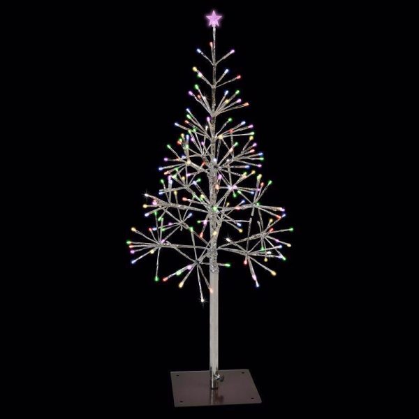 Celebrations Platinum LED Multi Shimmering Tree 4.5 ft. Pathway Decor For Sale