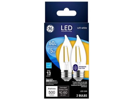 GE CA11 E26 (Medium) LED Bulb Soft White 60 Watt Equivalence 2 pk Fashion