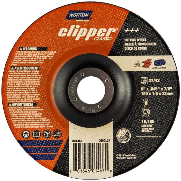 Norton Clipper 6 in. D X 7 8 in. Aluminum Oxide Classic Cut-Off Wheel 1 pk Fashion