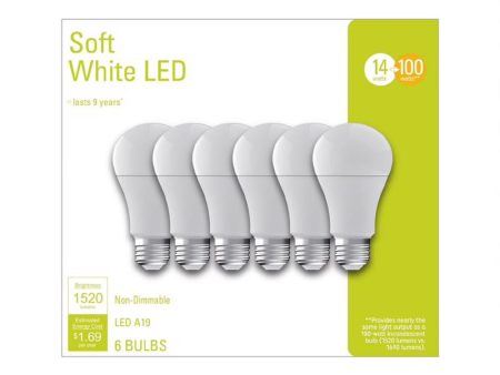 GE LED A19 E26 (Medium) LED Bulb Soft White 100 Watt Equivalence 6 pk Online now