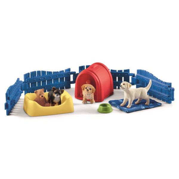 Schleich Farm World Puppy Pen Toy Plastic Multicolored 13 pc Sale