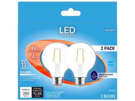 GE G25 E26 (Medium) LED Bulb Daylight 40 Watt Equivalence 2 pk Hot on Sale