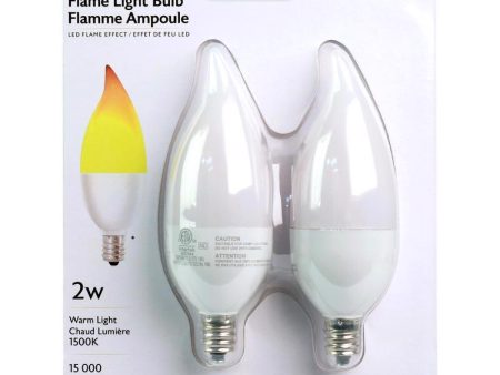 Feit LED CA10 (Flame Tip) E12 (Candelabra) LED Flame Bulb Warm White 2 Watt Equivalence 2 pk For Cheap