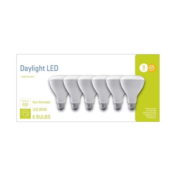 GE BR30 E26 (Medium) LED Bulb Daylight 65 Watt Equivalence 6 pk Online now