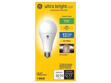 GE Ultra Bright A21 E26 (Medium) LED Bulb Soft White 200 Watt Equivalence 1 pk Online Sale