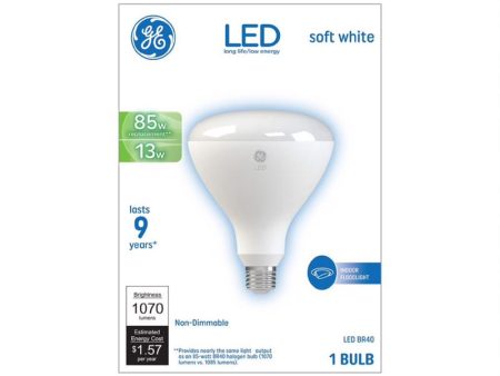 GE BR40 E26 (Medium) LED Floodlight Bulb Soft White 85 Watt Equivalence 1 pk Hot on Sale