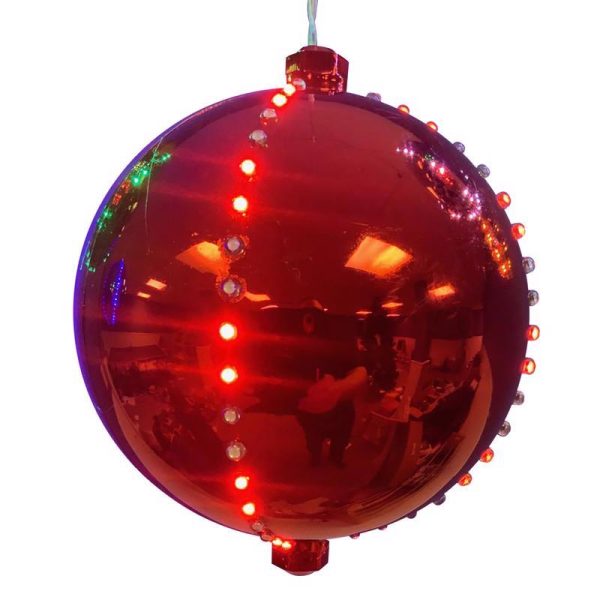 Celebrations Platinum LED Red Lighted Ornament 6 in. Hanging Decor For Sale