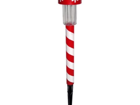 Alpine LED Cool White Solar Powered Lighted Candy Cane Stake 14 in. Pathway Decor Online Hot Sale