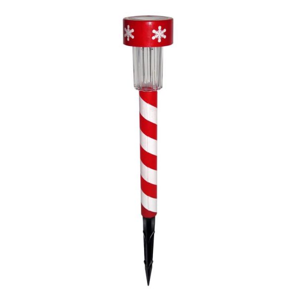 Alpine LED Cool White Solar Powered Lighted Candy Cane Stake 14 in. Pathway Decor Online Hot Sale