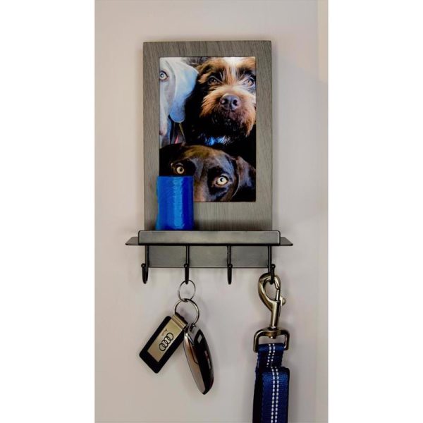 Hi-Jack 11 in. H X 3.5 in. W X 6.25 in. L Gray Metal Wood Decor Frame Key Holder For Discount