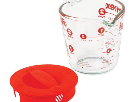 Pyrex 2 cups Glass Plastic Clear Red Measuring Cup Hot on Sale