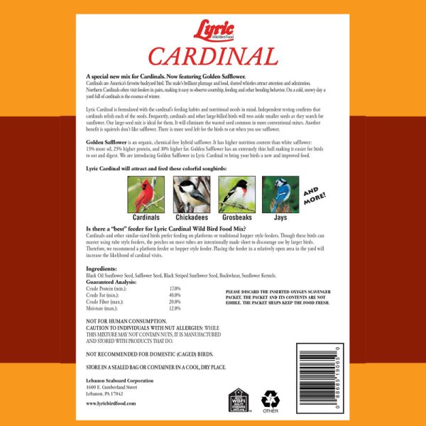 Lyric Cardinal Sunflower Seeds Wild Bird Food 3.75 lb on Sale