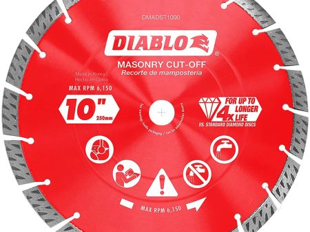 Diablo 10 in. D X 1 in. Diamond Turbo Rim Masonry Cut-Off Disc Hot on Sale